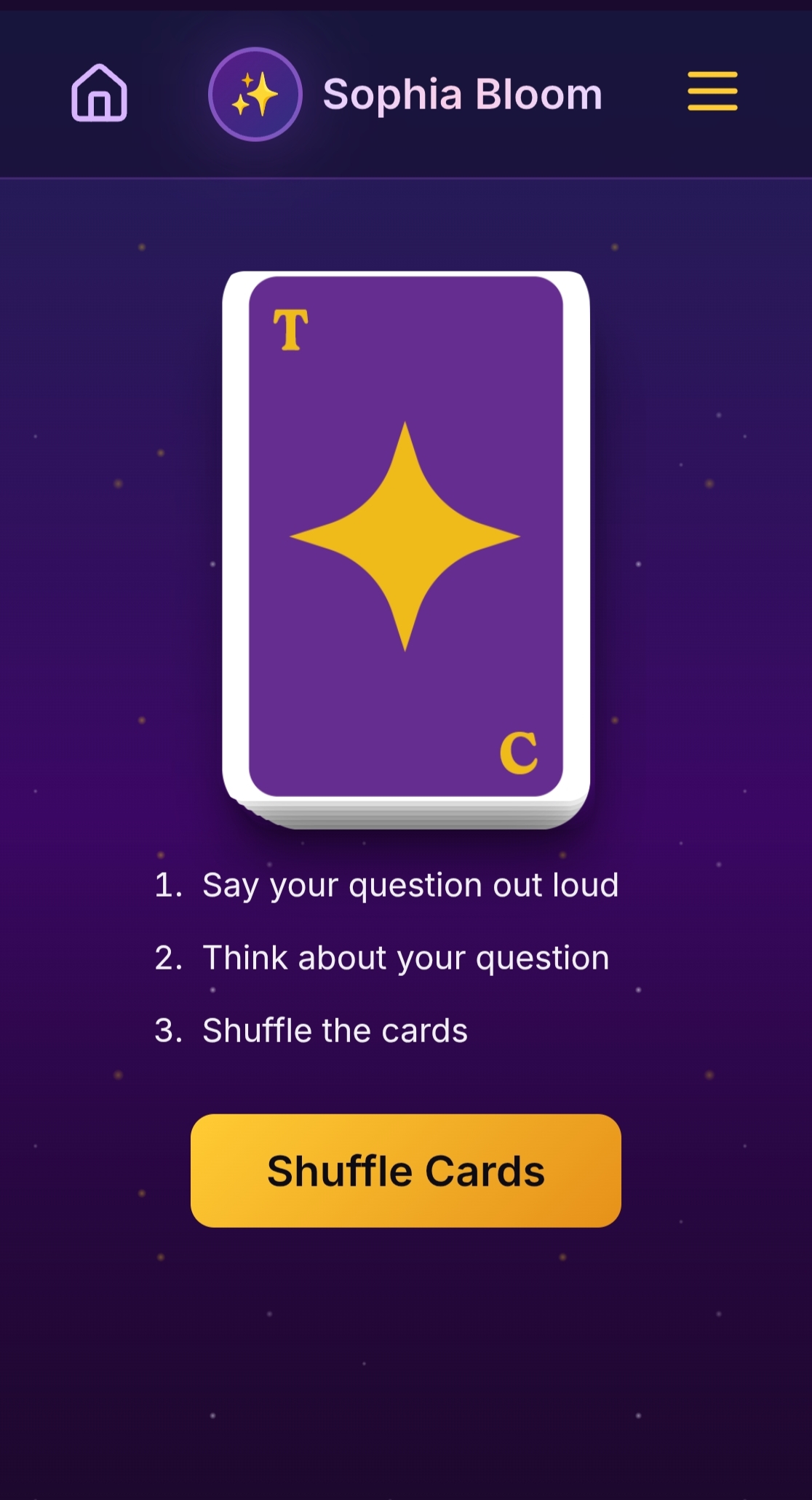 Shuffle the tarot deck with your question in mind