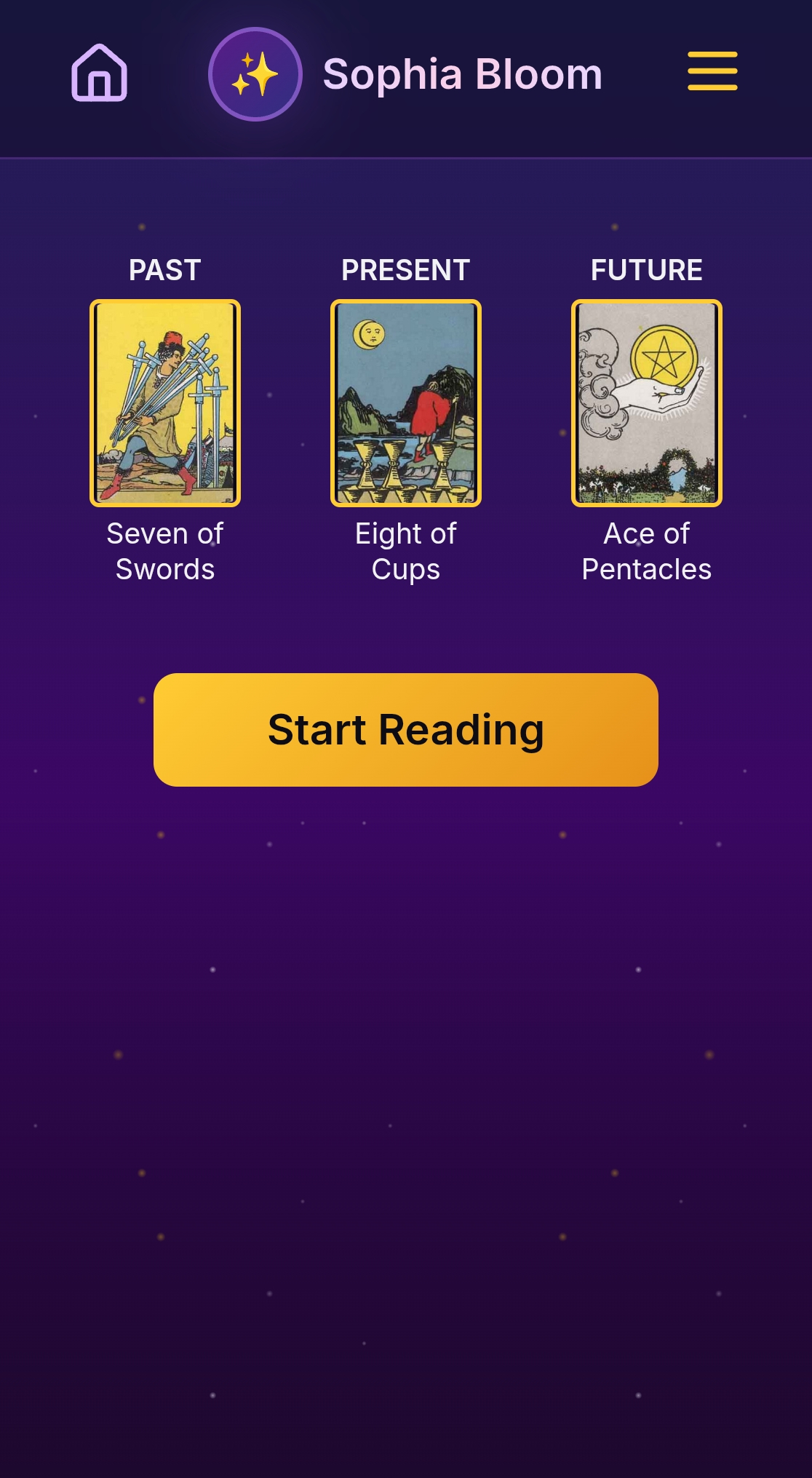 Your three cards revealed with interpretations